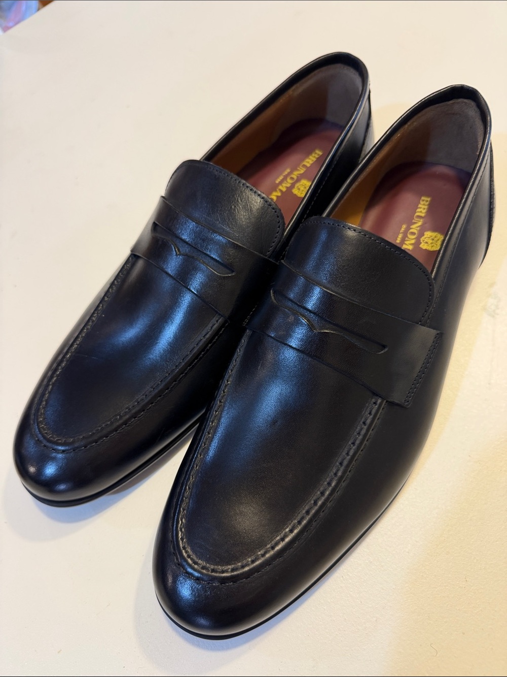 Bruno Magli Black Leather Penny Loafers Sz 10.5. Bag6. New No box